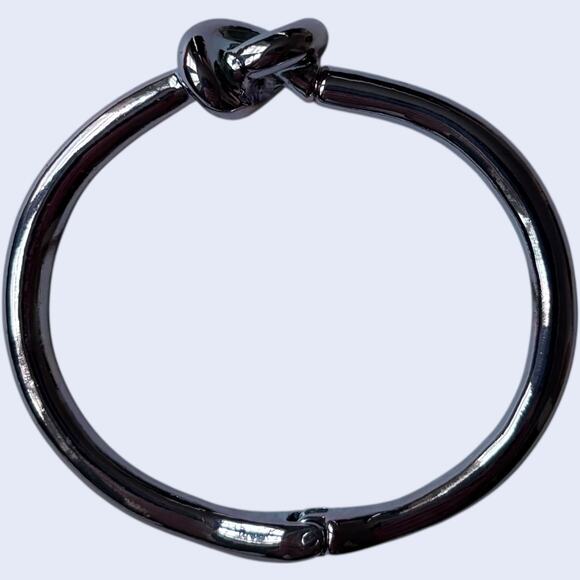 Unbranded Modern Minimalist Silver Tone Knot Bangle Bracelet Cuf - Picture 7 of 8